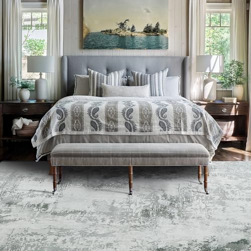 51bapqdxfpl 1.jpg HOMBYS Modern Area Rug for Living Room Bedroom, Large Abstract Grey Carpet with Non-Slip Backing, Machine Washable HOMBY
