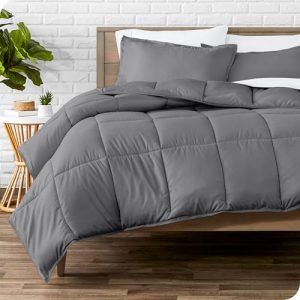 Bare Home Premium 1800 Series Queen Size Grey Goose Down Alternative Comforter Set