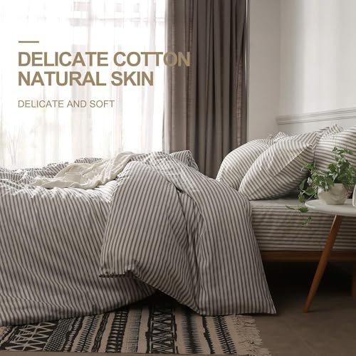 51bmdzia0l.jpg JELLYMONI 100% Natural Cotton Queen Size Striped Duvet Cover Sets with Zipper Closure & Corner Ties JELLYMONI 100% Natur