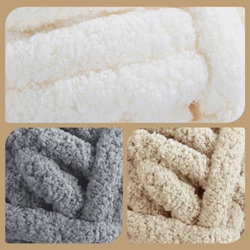 51ce6ijqtl.jpg HOMBYS 12 Pack Chunky Yarn for Crocheting and Hand Knitting,Super Bulky Large Soft Fluffy Yarn for Home Crafting,4 Cream