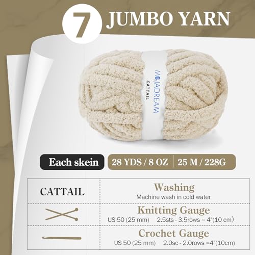 51cleioyqcl.jpg chunky chenille yarn for crocheting and knitting, fluffy beige skein pack