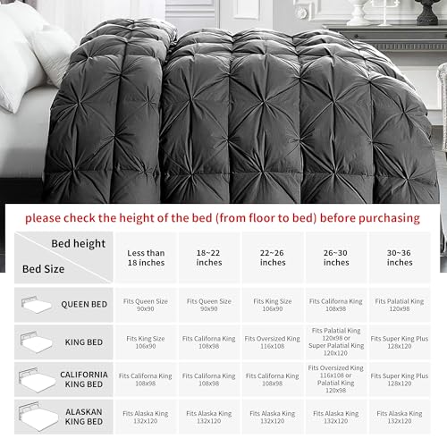 51cuefqf08l 4.jpg HOMBYS Premium Feather and Down Comforter for Queen Size Grey Sleepers | HOMBYS 90x90 Pinch Pleat Duvet Insert with