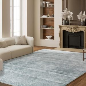 HOMBYS Thickened Memory Foam Area Rug Non-Shedding, Grey, Large 9x12 for Living Room Bedroom, Machine Washable, Moder