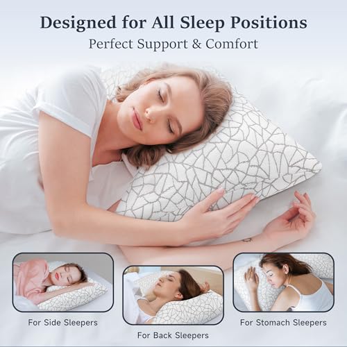 51d5u3fmzsl.jpg COZSINOOR Side Sleeper Pillows Queen Size Set of 2 for Back and Stomach Sleepers - Crescent Adjustable Shredded Memory F