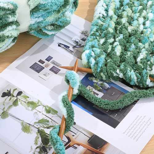 51d75pbx3pl.jpg HOMBYS Super Bulky Plush Big 8 Pack Tie Dye Chunky Chenille Yarn for Arm Knitting | Fluffy Soft Jumbo Crocheting Che