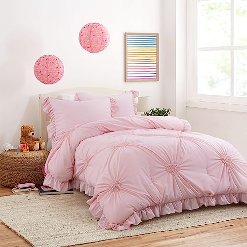 51dotnwxyul.jpg HOMBYS Pink Blush Pinch Pleat Comforter Set for Girls All Season with Matching Sheets and Shams