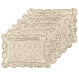6 PC Quilted Placemats - Extra Large Cotton Set for Kitchen & Dining - Soft & Easy Clean