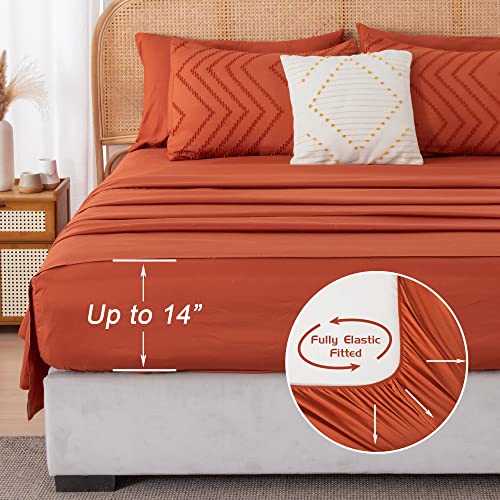 51eeaivcywl.jpg Litanika Burnt Orange Oversized King Bed in a Bag Set - 7 Pieces Boho Tufted Comforter, Sheets, Pillowcases & Shams