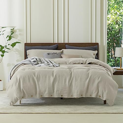 51egm 9pn0l.jpg EVERLY 100% Pure Linen Duvet Cover Set Queen Size for Hot Sleepers EVERLY Soft and Breathable Linen Duvet Cover Set Quee