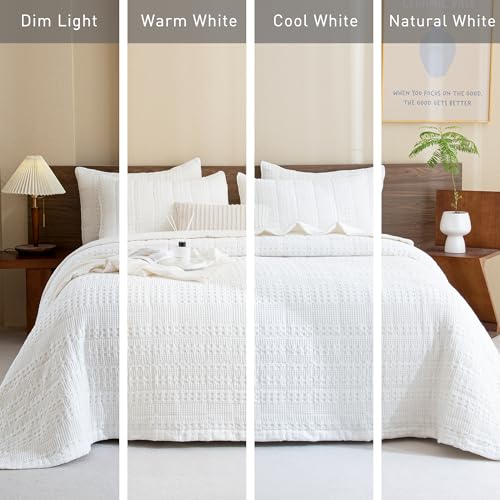51et9hoesnl 1.jpg CozyTide Oversized King Bedspread 128"x120", 100% Cotton White Quilt Set for All Season CozyTide 100% Cotton White Waffl