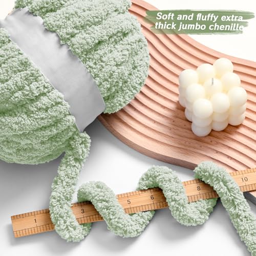 51f9ecjppcl 1.jpg Sage Green Jumbo Fuzzy Yarn for Hand Knitting and Crocheting, Soft Chunky Yarns for Blanket Making, 10 Pack 240yds Jumbo