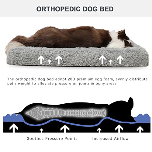 51fcb7t7gsl 1.jpg MIHIKK Large Orthopedic Dog Bed for Anxiety, Removable Washable Cover, Waterproof, 35x22 Inch, Gray MIHIKK Large Egg C