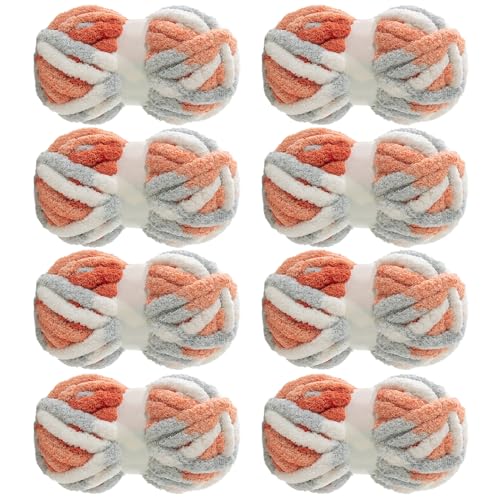 51fibkcao2l 1.jpg Maboozoo Tie Dye Chunky Yarn for Crocheting & Hand Knitting | Giant Thick Fuzzy Yarn Orange & Grey 8 Pack | Chunky