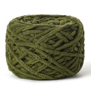 Chunky Chenille Yarn for Crocheting - 100g Baby Yarn Army Green - Velvet Yarns