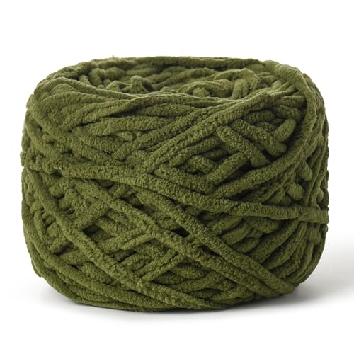 51fvrfetvpl.jpg Chunky Chenille Yarn for Crocheting - 100g Baby Yarn Army Green - Velvet Yarns