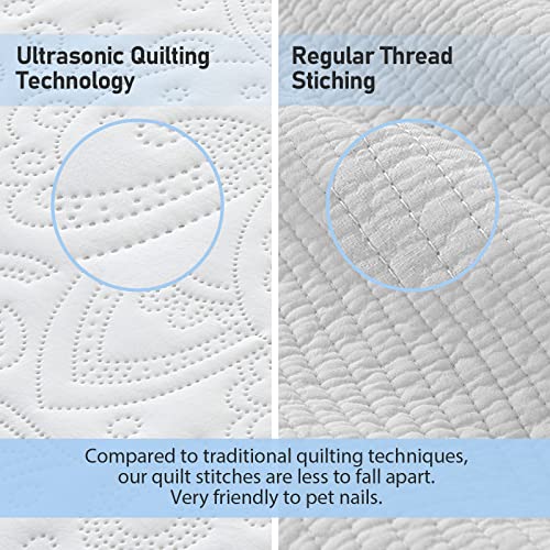 51gl1sshl.jpg Qucover White Oversized King Bedspread Soft Microfiber Lightweight California King Quilt for Warm Nights | Qucover W
