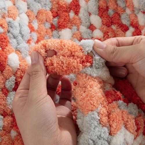51gf hnh1zl 1.jpg Maboozoo Tie Dye Chunky Yarn for Crocheting & Hand Knitting | Giant Thick Fuzzy Yarn Orange & Grey 8 Pack | Chunky