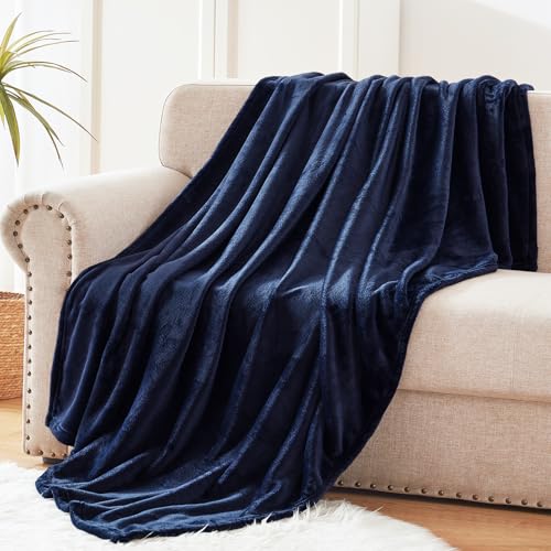 51gn8 eezkl.jpg Exclusivo Mezcla Extra Large Fleece Throw Blanket for Couch and Sofa, Super Soft and Warm 300GSM Blankets, Navy Blue All