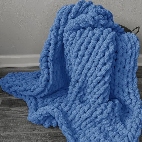 51gxbc0g4il.jpg Country Blue Bulky Chunky Chenille Yarn for Hand Knitting Country Blue Extra Bulky Chunky Yarn for DIY Blankets Coun