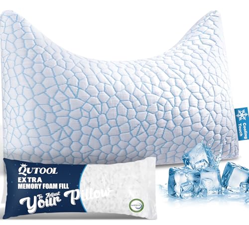 51h08oxddtl.jpg Cooling Side Sleeper Pillow for Neck and Shoulder Pain Relief White Queen Size with Additional Foam FillIncluded Adjusta