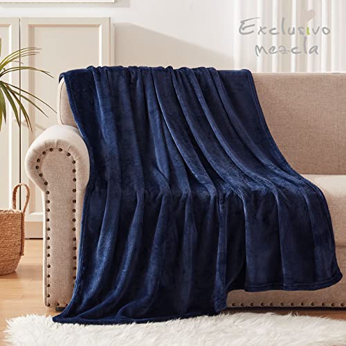 51h1vxhvyl.jpg Exclusivo Mezcla Extra Large Fleece Throw Blanket for Couch and Sofa, Super Soft and Warm 300GSM Blankets, Navy Blue All