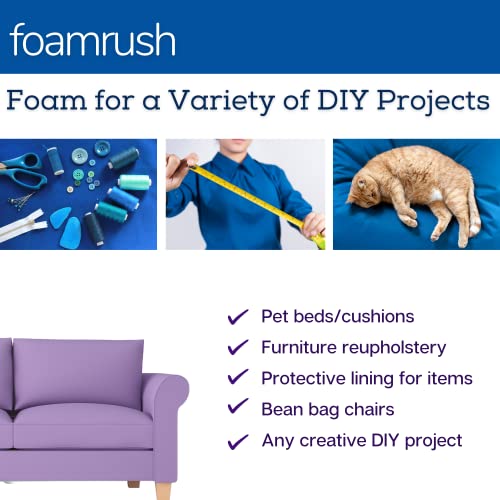 51haota3yil 2.jpg FoamRush High Density Firm Upholstery Foam Square Cushion for Dining Chairs and Wheelchair Seats (5" H x 26" W x 32" L)