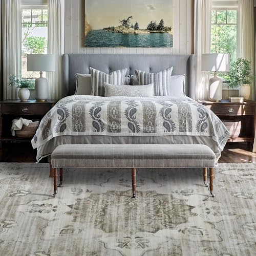 51htrlwzbrl.jpg HOMBYS 9x12 ft Large Floral Area Rug for Living Room & Bedroom | HOMBYS 9x12 ft Boho Floor Carpet for Indoor & Offic