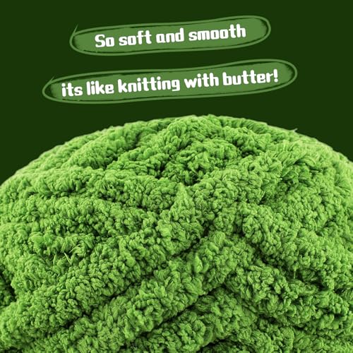51hah67gjrl 3.jpg Chunky Chenille Blanket Yarn for Crocheting and Hand Knitting (Black, White, Blue) | Jumbo Fluffy Super Bulky Yarn f
