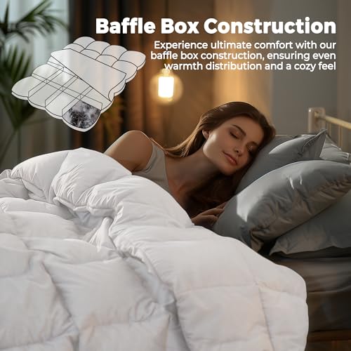 51hed9alopl 1.jpg Puredown Goose Down Comforter - Queen Size - White - All Season Warmth - 100% Cotton Cover - 90x88 Inch Puredown Goose