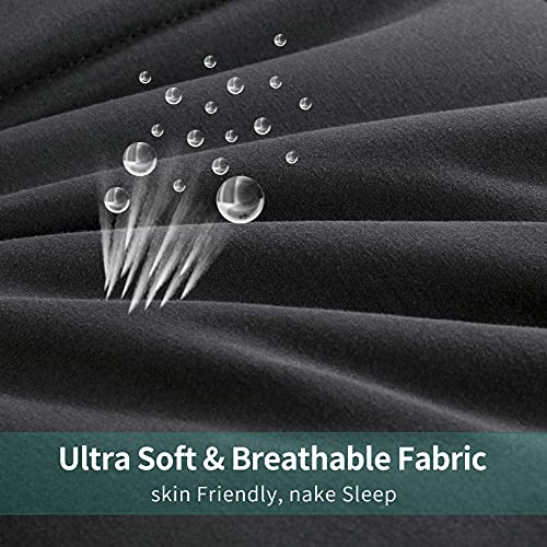 51hfrml81xs 1.jpg HOMBYS Oversized King Comforter Black for All Season Light and Warm Quilted Down Alternative Duvet Insert 8 Corner Tabs