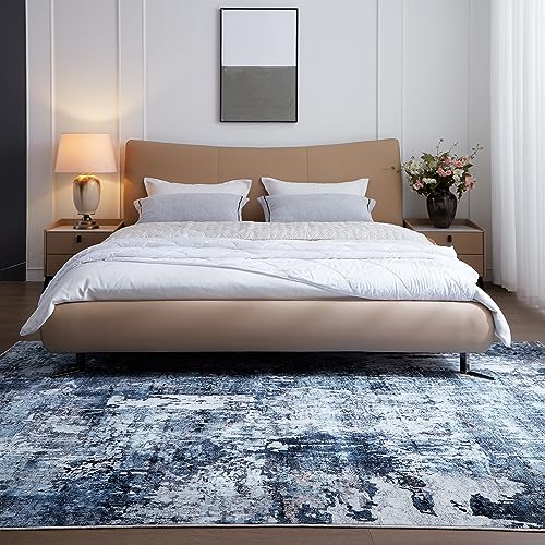 51hgqqpufzl 1.jpg Boho Rug Washable Large Area Rug Non-Slip Non-Shedding Faux Wool for Living Room, Farmhouse, Blue Boho Rug Washable Soft