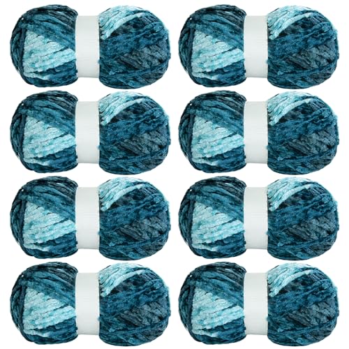 51hqamt1bgl.jpg HOMBYS Soft Plush Baby Blanket Yarn for Knitting and Crocheting, Blue Tie Dye (8x91yds, 8x100g) | HOMBYS Fluffy Velv