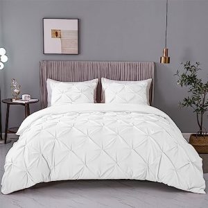 AshleyRiver 100% Microfiber Queen Duvet Cover Set for Luxury Sleep | AshleyRiver Pintuck Pleated Queen Duvet Cover w