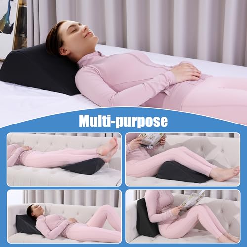 51hvfcksksl 1.jpg HOMBYS Wedge Bolster Pillow for Legs - Massage Table Triangle Support Pillow, PU Leather Waterproof Foam Tattoo Relie