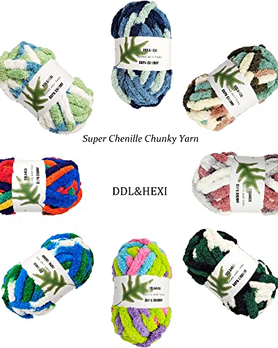 51i 8ncchbl.jpg DDL&HEXI 210 Skeins Super Chenille Chunky Yarn for Blanket Making Jumbo Knitting Yarn Kit (2x8oz 226g per Bag) | DDL