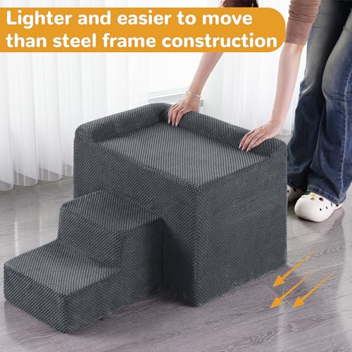 51iugxzhmzl.jpg HOMBYS Orthopaedic Dog Bed with Stairs, Soft & Supportive for Joint Protection, Dark Grey HOMBYS Foam Dog Window Perch,