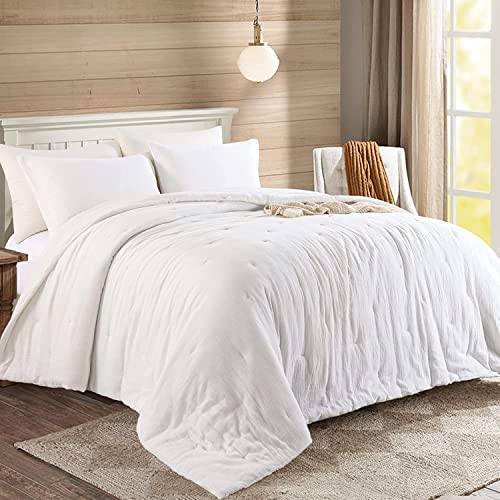 51j5dh63grl.jpg HOMBYS 100% Cotton Muslin Lightweight and Breathable Down Alternative Comforter for Summer, King Size 102x90 | HOMBY