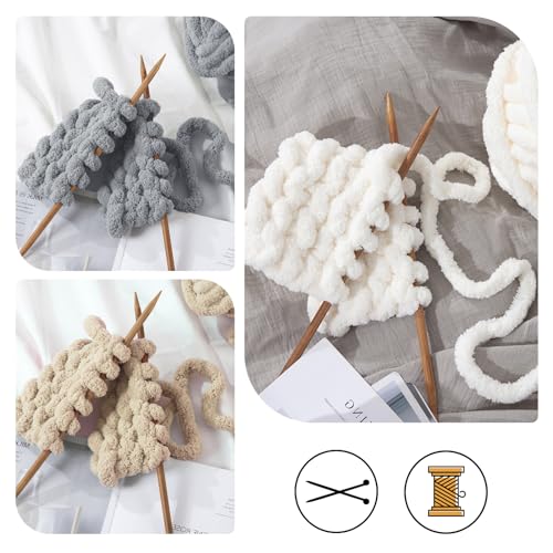 51j6s3y4til.jpg HOMBYS 12 Pack Chunky Yarn for Crocheting and Hand Knitting,Super Bulky Large Soft Fluffy Yarn for Home Crafting,4 Cream