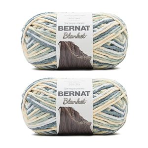 Bernat Chunky Chenille Super Bulky Yarn - Soft Sunshine Green, 220 Yards (2-Pack)