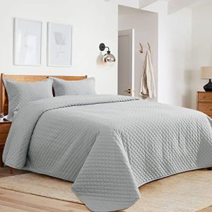 HOMBYS Super King Plus 128x120 Light Grey Reversible Comforter Set Summer Lightweight Coverlet