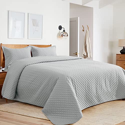 51jklmokqcl 1.jpg HOMBYS Super King Plus 128x120 Light Grey Reversible Comforter Set Summer Lightweight Coverlet