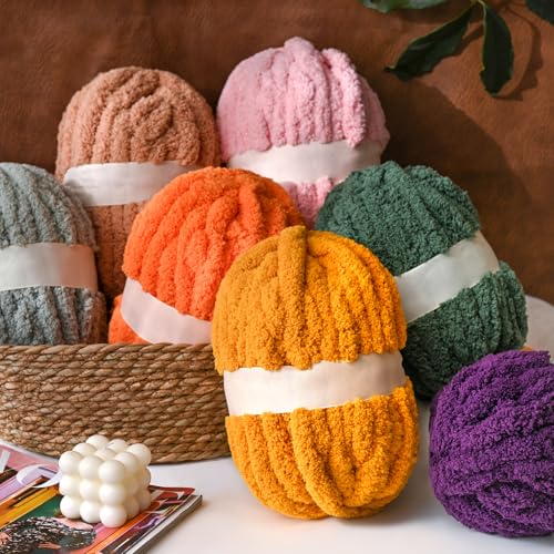 51jow68bm5l 1.jpg Sage Green Jumbo Fuzzy Yarn for Hand Knitting and Crocheting, Soft Chunky Yarns for Blanket Making, 10 Pack 240yds Jumbo
