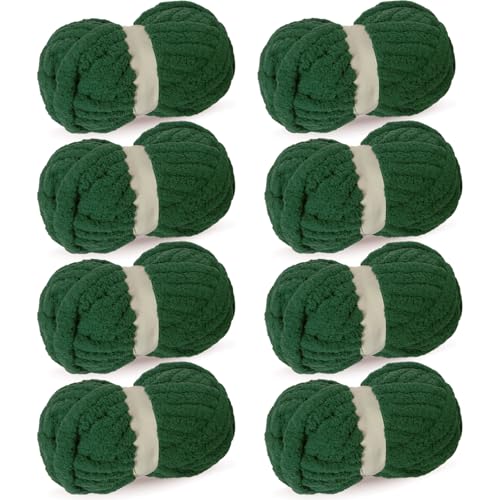 51jyas3uicl 2.jpg Dark Green Super Bulky Chenille Yarn for Hand Blanket Crocheting/Knitting | Super Soft Plush Dark Green Chenille Yar