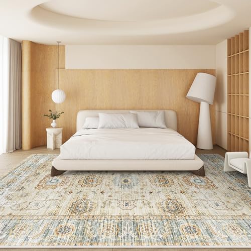 51jaws96m7l.jpg HOMBYS Vintage Floral Medallion Area Rug for Living Room and Bedroom - Large Boho Carpet, Apricot, Machine Washable 2