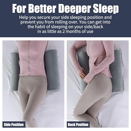 51k8vbelkl 1.jpg HOMBYS Memory Foam Sleep Position Training Pillow - Grey for Back and Side Sleepers Adjustable Semi Roll Body Supportive