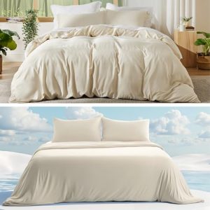 Bedsure Cooling Duvet Cover, Soft and Breathable for Hot Sleeper, Queen Size Bedsure Cooling Duvet Cover, Rayon Derive