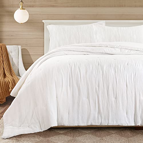 51kjfzduabl 3.jpg Hombys 100% Cotton Muslin Oversized King Bed Comforter for Summer - Soft and Breathable Off White Duvet Insert | Hom