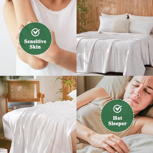 51krivo9d1l.jpg DWR Queen Size 100% Rayon Derived from Bamboo Fabric Comforter - All Season Medium-Weight Duvet Insert (White, 90x90)