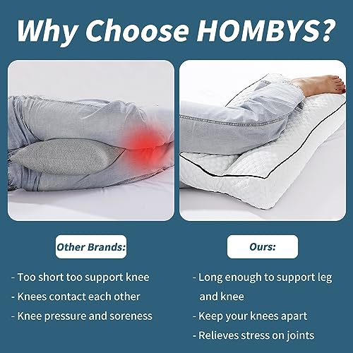 51l3kb10rml 3.jpg HOMBYS Supportive Memory Foam Knee Pillow for Side Sleepers - 6.5" Height - For Spine Alignment & Pressure Relief during