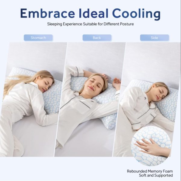 Cooling Side Sleeper Pillow for Neck and Shoulder Pain Relief White Queen Size with Additional Foam FillIncluded Adjusta